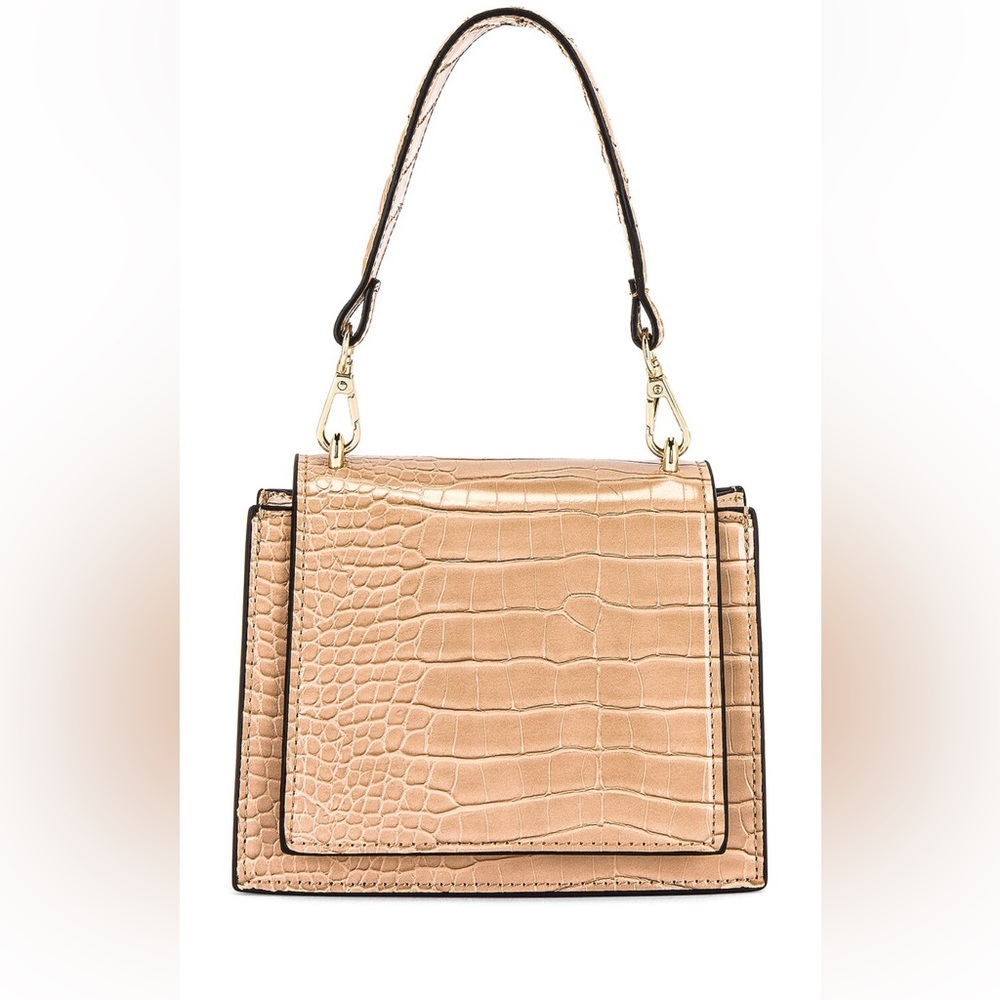 Olga Berg - Molli Croc Embossed Top Handle Bag in Natural